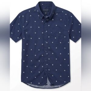 JACHS New York Navy Blue Sea Turtle Print Short Sleeve Button Down Size S